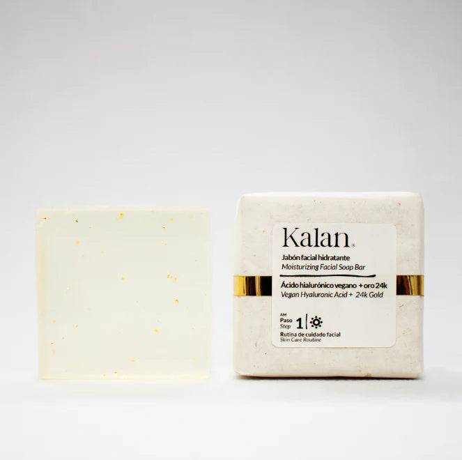 Kalan- Jabón Facial Hidratante - Ácido Hialurónico + Colágeno Vegano + Oro 24k
