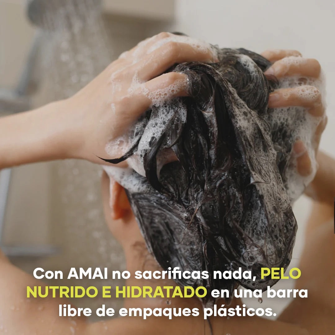 Amai- Shampoo Oil Detox en Barra |Carbón Activado & Jazmín