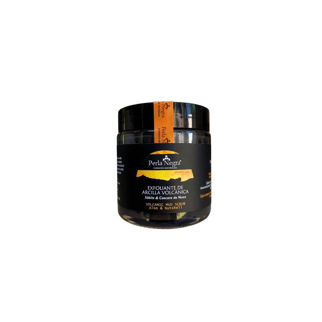 Perla Negra- Exfoliante de arcilla termal volcánica, sábila y cáscara de nuez